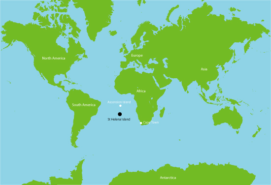 world map saint helena island